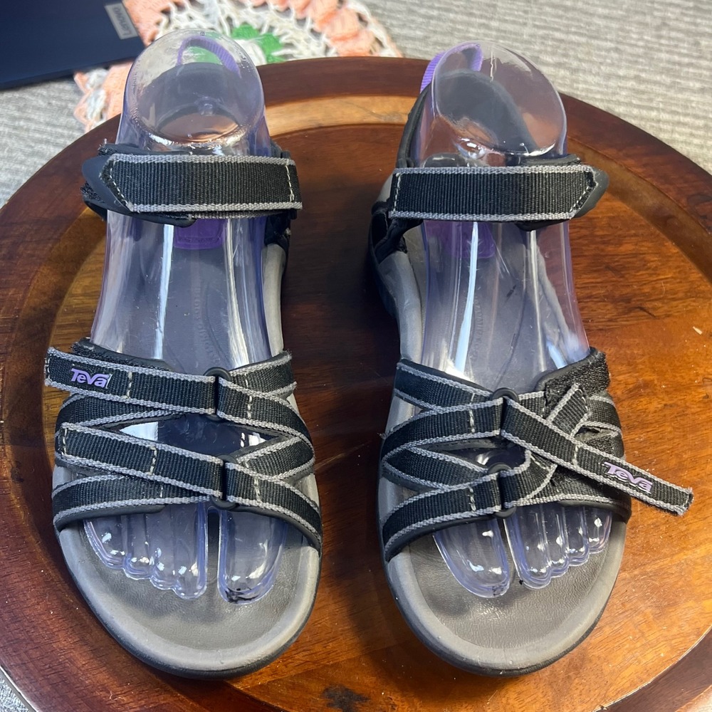 Teva Tirra Sandals Women Hiking Trail Water Sport Black‎ Purple 5.5 Strappy Flat
